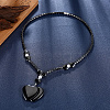 Black Iron Stone Pendant Necklaces NJEW-BB17493-6