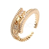 Brass Micro Pave Cubic Zirconia Open Cuff Rings RJEW-K263-24KCG-02-1