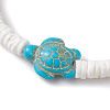 Summer Beach Sea Turtle Dyed Synthetic Turquoise Bead Bracelets BJEW-JB10313-01-3