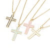 Brass Micro Pave Cubic Zirconia Cross Pendant Necklaces NJEW-F281-08-1