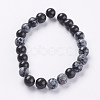Natural Snowflake Obsidian Beads Strands G-G515-8mm-01-2