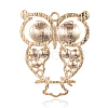 Light Gold Plated Alloy Rhinestone Owl Large Pendants ALRI-J005-01KCG-2