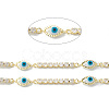 Brass Acrylic Evil Eye Link Chains with Cubic Zirconia CHS-P016-18G-2