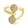 Round Rack Plating Brass Micro Pave Cubic Zirconia Cuff Rings for Women RJEW-G330-68G-2