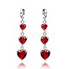 Valentine's Day Heart Shape Brass Glass Hoop Earrings EJEW-BB58756-1