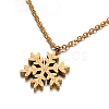 Textured Snowflake 304 Stainless Steel Pendant Necklaces NJEW-H420-84G-1