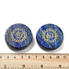 Natural Lapis Lazuli Flat Round with Chakra Sign Figurines Display Decorations DJEW-K025-01D-3