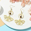 Moon & Butterfly Brass Dangle Earrings EJEW-TA00374-2