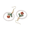 Flower Glass Seed Beads Dangle Earrings EJEW-MZ00148-02-4