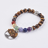 Chakra Jewelry Natural Gemstone Beads and Tiger Eye Charm Bracelet BJEW-JB03608-05-1