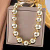 304 Stainless Steel Graduated Beaded Necklace for Women NJEW-G157-04G-1