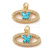 Brass Micro Pave Cubic Zirconia with Synthetic Opal Pendants KK-D096-11G-1
