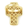 Cross Brass with Cubic Zirconia Open Cuff Rings RJEW-U011-09G-01-3