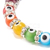 Colorful Evil Eye Lampwork Beaded Stretch Bracelet with Crystal Rhinestone for Women BJEW-JB07872-02-4