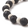 Dyed Synthetic Turquoise(Dyed) Tortoise & Natural Lava Rock Beaded Stretch Bracelet for Women BJEW-JB09229-02-3