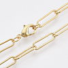 Brass Round Oval Paperclip Chain Necklace Making MAK-S072-05A-G-1