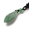 Cone Natural Green Aventurine Pendant Necklace with Nylon Rope for Women G-H286-08G-3