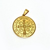 Trendy Necklace Findings Flat Round with San Benito 304 Stainless Steel Pendants STAS-L012-A10G-2