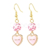 3 Pairs 3 Style Pink Alloy Enamel Charms & Resin Beads Dangle Earrings EJEW-JE05030-03-4