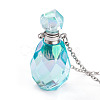 Electroplated Natural Quartz Crystal Openable Perfume Bottle Pendant Necklaces NJEW-H216-02C-P-3