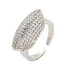 Real Platinum Plated Brass Micro Pave Clear Cubic Zirconia Cuff Rings RJEW-L113-018P-01-1