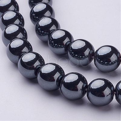 10MM Black AAA Grade Round Non-Magnetic Synthetic Hematite Beads Strands X-G-H1070-1-1