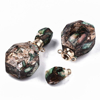 Assembled Synthetic Bronzite and Imperial Jasper Openable Perfume Bottle Pendants G-S366-060C-1