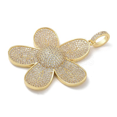 Rack Plating Brass Micro Pave Clear Cubic Zirconia Pendants KK-G515-47G-1