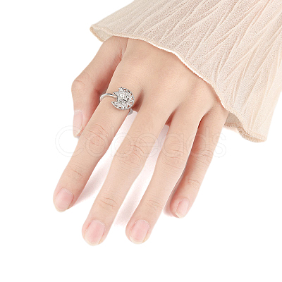 Star Moon Rotatable Open Ring for Women PW-WG4E599-02-1