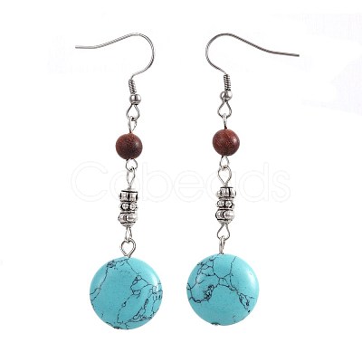 Synthetic Turquoise Dangle Earrings EJEW-JE02976-04-1