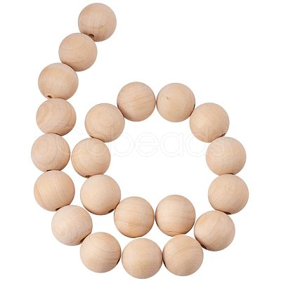 Round Unfinished Wood Beads WOOD-PH0004-30mm-LF-1