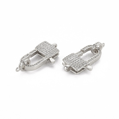 Brass Micro Pave Clear Cubic Zirconia Lobster Claw Clasps ZIRC-S067-069P-NR-1