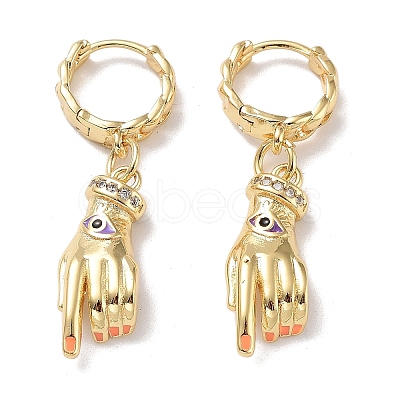 Real 18K Gold Plated Brass Dangle Hoop Earrings EJEW-L269-015G-1