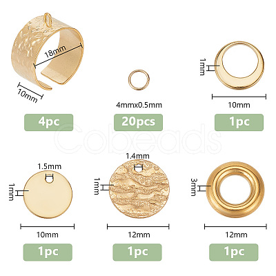 DELORIGIN DIY Flat Round Charms Cuff Ring Making Kit DIY-DR0001-22G-1