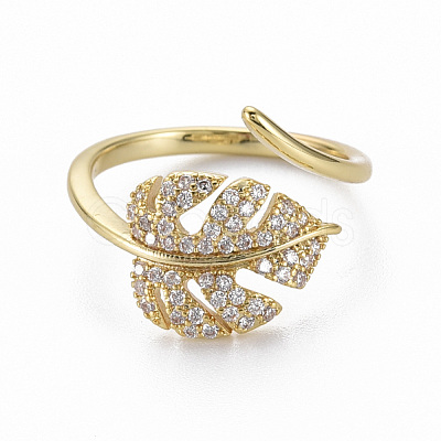 Brass Micro Pave Clear Cubic Zirconia Cuff Rings RJEW-Q164-014-NF-1