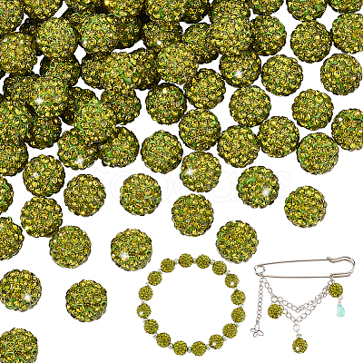 PandaHall Elite 100Pcs Pave Disco Ball Beads RB-PH0001-25C-1