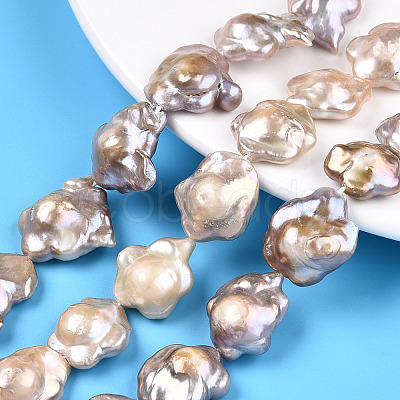 Baroque Natural Nucleated Keshi Pearl Beads Strands PEAR-S020-A02-1