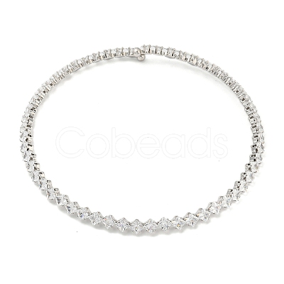 Rack Plating Brass Pave Clear Cubic Zirconia Choker Necklaces NJEW-A031-01P-1