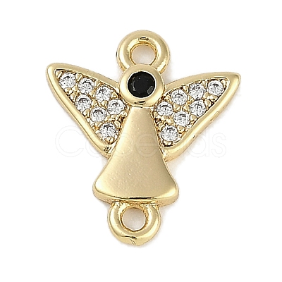 Brass Clear & Black Cubic Zirconia Connector Charms KK-I719-30G-1