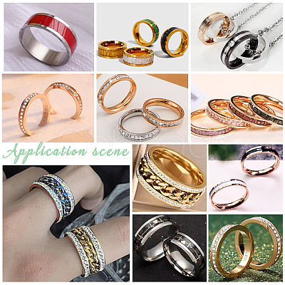 Unicraftale 14pcs 7 size Unisex Titanium Steel Grooved Finger Ring Sets RJEW-UN0002-65EB-1