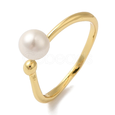 Round ABS Plastic Pearl Finger Rings RJEW-L123-002G-1