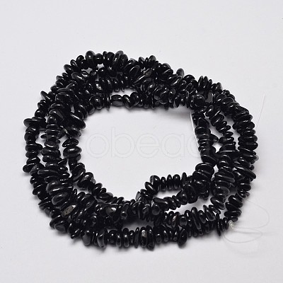 Natural Black Tourmaline Chip Bead Strands G-L444-08-1