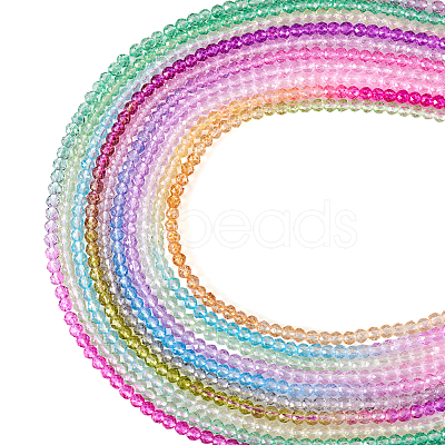 Pandahall 10 Strands 10 Colors Transparent Gradient Color Glass Beads Strands GLAA-TA0001-55-1