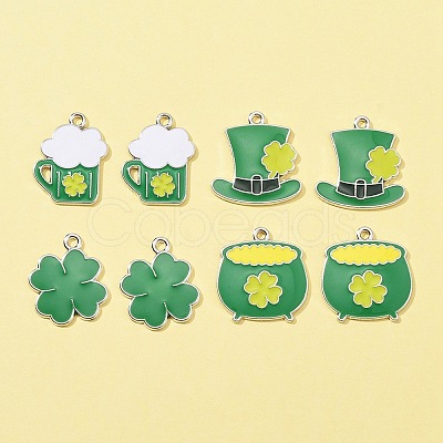 8Pcs 4 Style Saint Patrick's Day Theme Alloy Enamel Pendants ENAM-FS0001-72-1