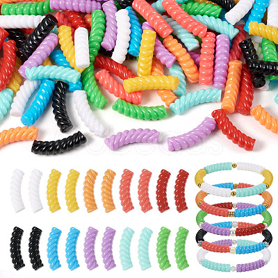 Pandahall 100Pcs 10 Colors Opaque Acrylic Beads OACR-TA0001-22-1