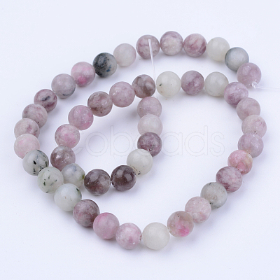 Natural Lepidolite/Purple Mica Stone Beads Strands G-Q462-4mm-29-1