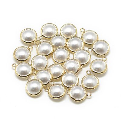 ABS Plastic Imitation Pearl Charms KK-T032-066G-1