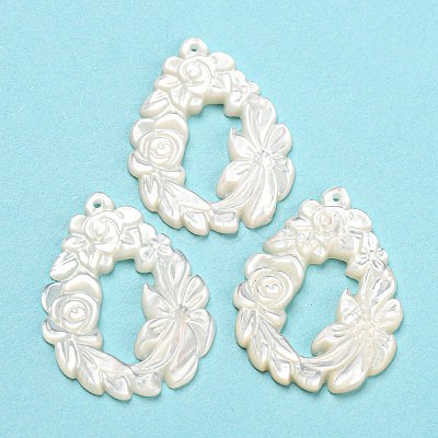 Natural Sea White Shell Pendants SHEL-D079-03-1