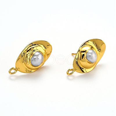 Natural Cultured Freshwater Pearl Stud Earring Findings KK-G398-12G-1