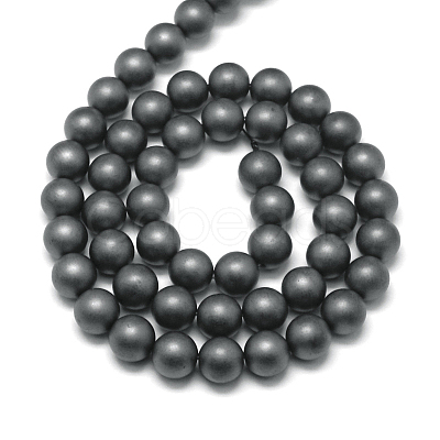 Frosted Non-magnetic Synthetic Hematite Round Bead Strands X-G-J344-8mm-1